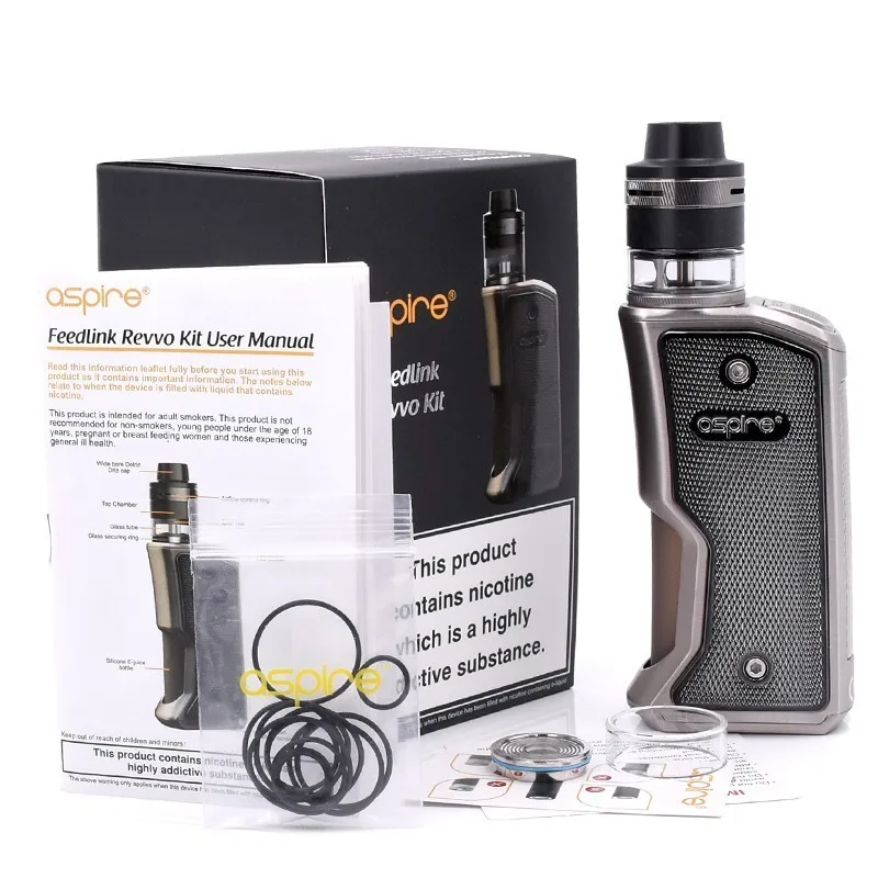Electronic Cigarette Squonk Aspire Feedlink Vape Kit with 7ML Silicone Bottle 510 Mod and 2ML Revvo Boost Tank Use 18650 Battery