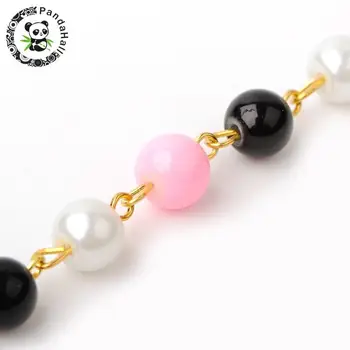 Handmade Round Glass Pearl Beads Chains for Necklaces Bracelets Making, with Glass Beads and Iron Eyepins, Golden, 39.3"
Handmade Round Glass Pearl Beads Chains for Necklaces Bracelets Making, with Glass Beads and Iron Eyepins, Golden, 39.3"