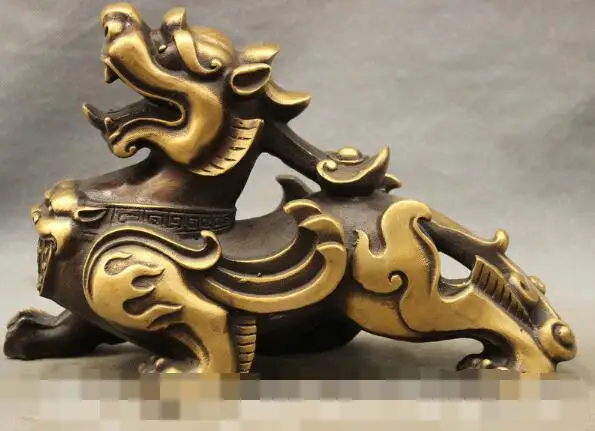 S01393 11" Folk Chinese Collect Bronze Evil Spirits Dragon Unicorn PiXiu Lion Statue B0403
S01393 11" Folk Chinese Collect Bronze Evil Spirits Dragon Unicorn PiXiu Lion Statue B0403