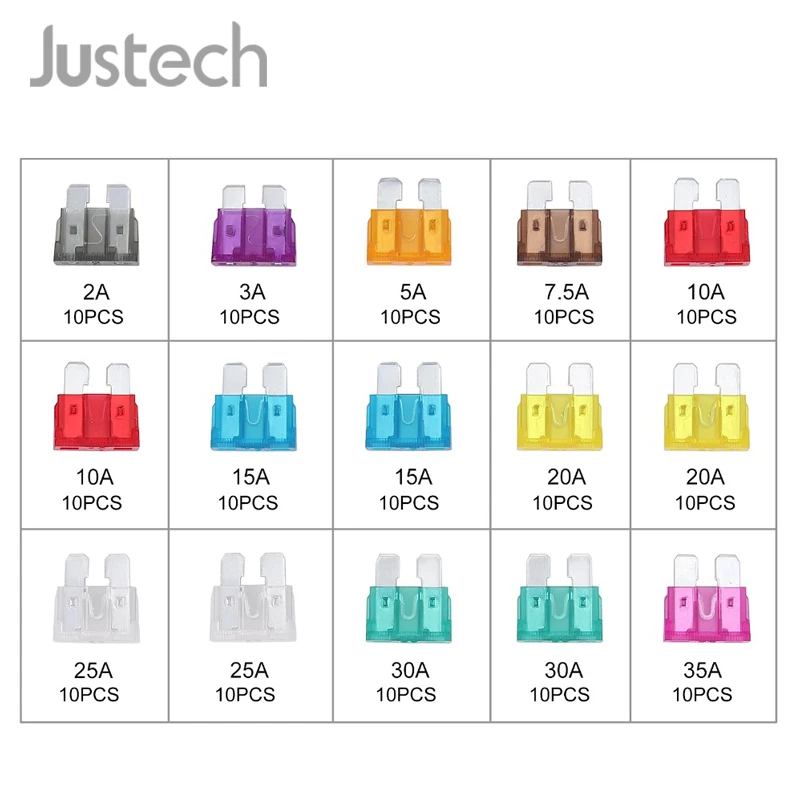 Justech 150 Pcs Car Auto Standard Blade Fuses 10 Kind AMP Assorted Set + Puller 2A 3A 5A 7.5A 10A 15A 20A 25A 30A 35A 12V Fuses
Justech 150 Pcs Car Auto Standard Blade Fuses 10 Kind AMP Assorted Set + Puller 2A 3A 5A 7.5A 10A 15A 20A 25A 30A 35A 12V Fuses