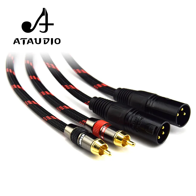 Кабель ATAUDIO с RCA на XLR Hi Fi высококачественный кабель 4N OFC 2 Male Male|rca to xlr cable|hifi rca2 rca |