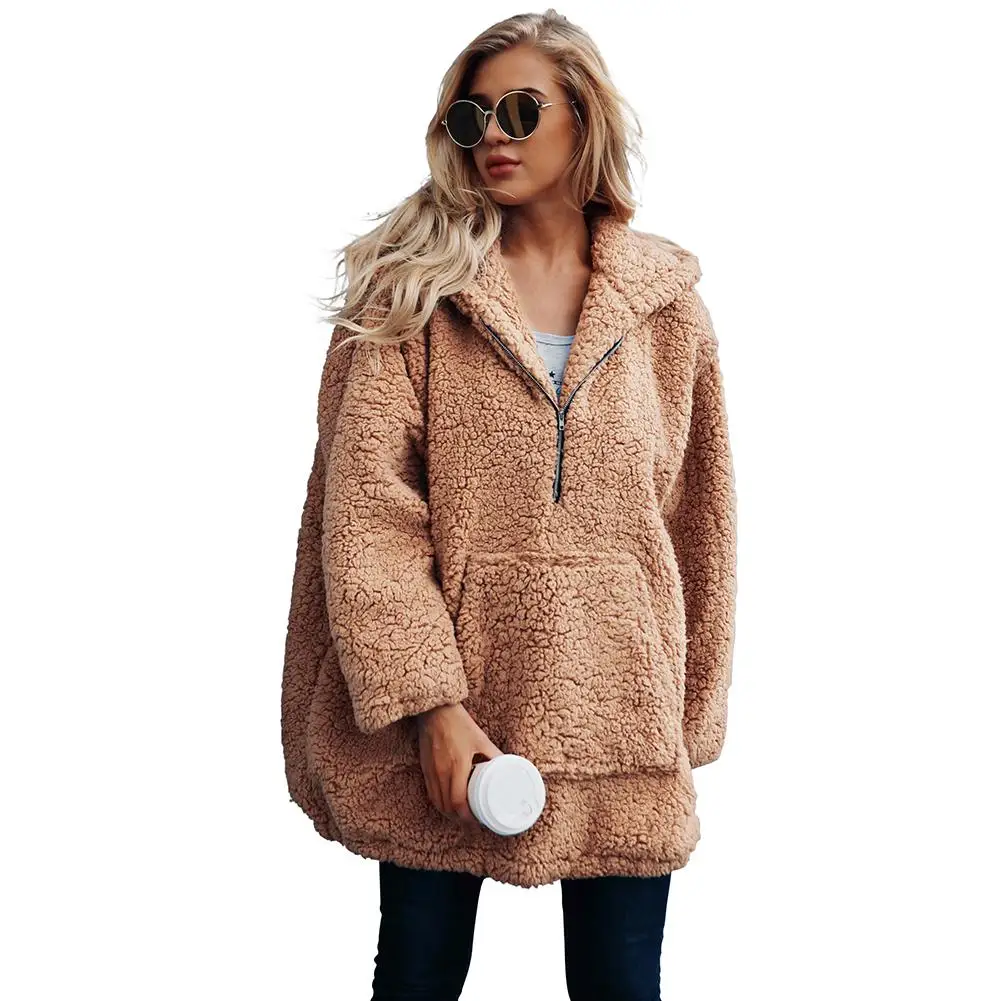 New Hoodie Sweatshirt Imitated Wool Fleece Fur Coat 2018 Women Fall Winter Warm Soft Thick Plush Zipper Overcoat Outerwear
New Hoodie Sweatshirt Imitated Wool Fleece Fur Coat 2018 Women Fall Winter Warm Soft Thick Plush Zipper Overcoat Outerwear