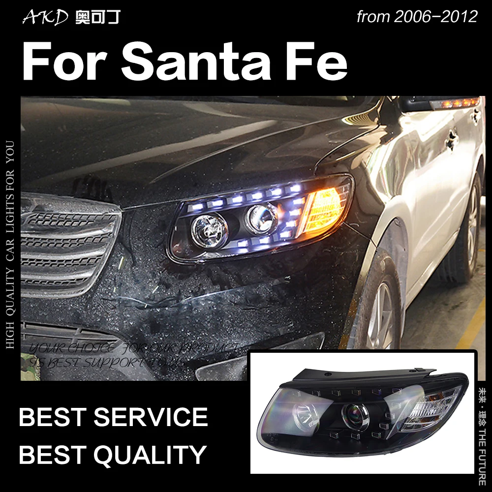 Chrome Headlight Lamp Molding Trim Cover for 07-11 Hyundai Santa Fe w//Tracking