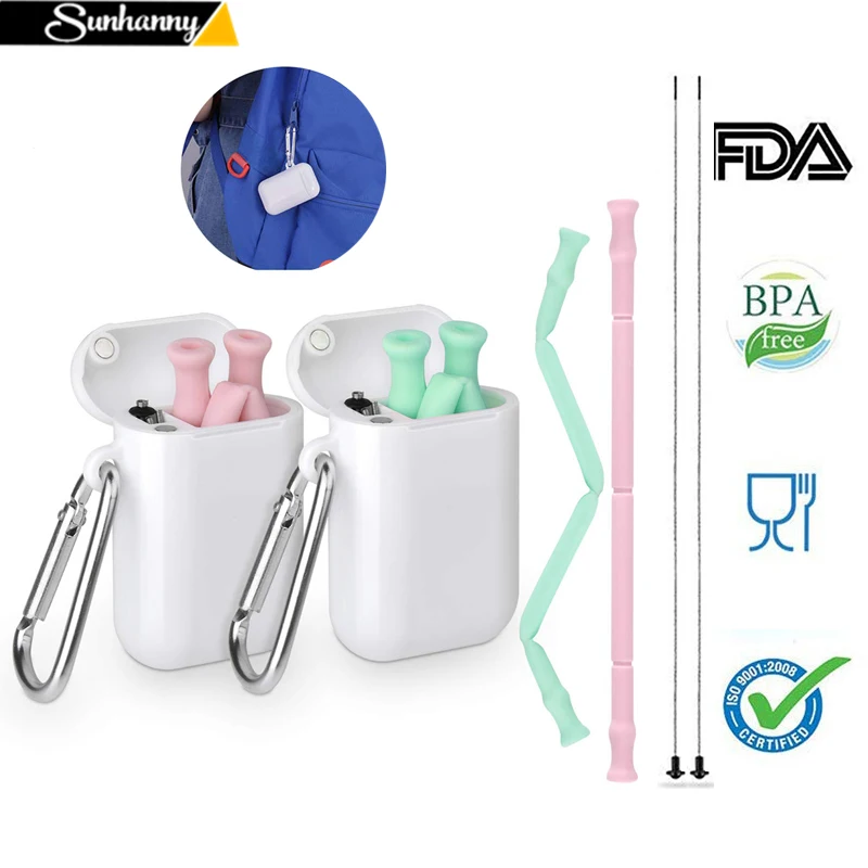 Collapsible Silicone Straw Reusable Foldable Drinking Straw with Carrying Case and Cleaning Brush for Travel, Home, Office
Collapsible Silicone Straw Reusable Foldable Drinking Straw with Carrying Case and Cleaning Brush for Travel, Home, Office