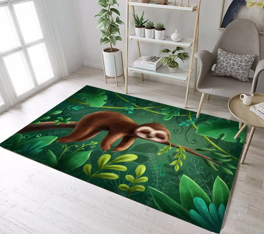 Cartoon Sloth Green Jungle Carpets For Baby Children S Home Living