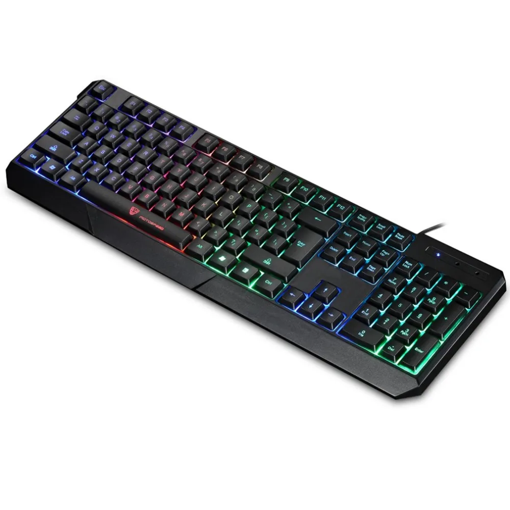 

Professional Wired Keyboard 104 Keys Blue Switch Rainbow Backlit Gaming for PC Game Backlight Anti-ghosting