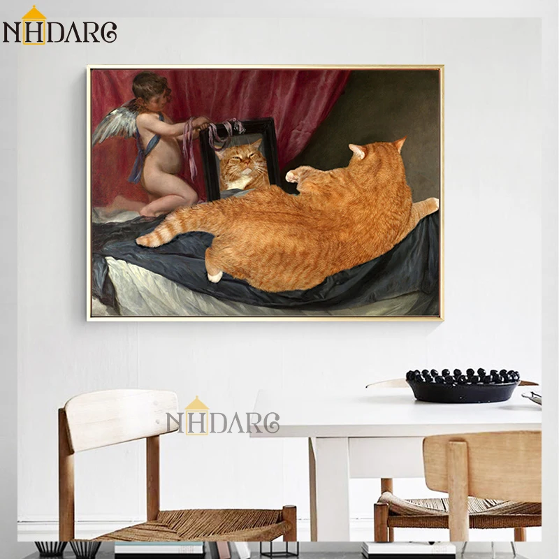 NHDARC Canvas Printings Posters and Paintings Vintage European Retro Style Cats in the Mirror Cherub Wall Picture Home Decor Art
NHDARC Canvas Printings Posters and Paintings Vintage European Retro Style Cats in the Mirror Cherub Wall Picture Home Decor Art