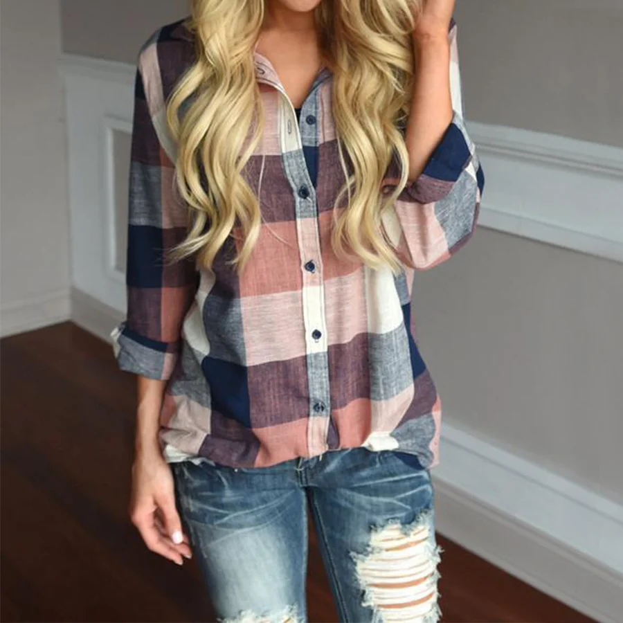 Plaid Print Casual Summer Shirt Ladies Splice Button Tight Long Sleeve Women Blouses 2019 Fashion Slim Plus Size Shirts Female
Plaid Print Casual Summer Shirt Ladies Splice Button Tight Long Sleeve Women Blouses 2019 Fashion Slim Plus Size Shirts Female