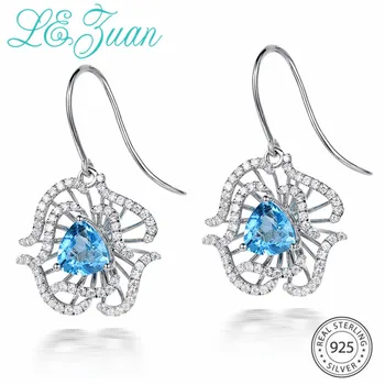 L&zuan Floral Natural Skyblue 2.66ct Topaz Earrings For Woman 925 Sterling Silver Dangle Earrings Gemstone Jewel Christmas Gift
L&zuan Floral Natural Skyblue 2.66ct Topaz Earrings For Woman 925 Sterling Silver Dangle Earrings Gemstone Jewel Christmas Gift