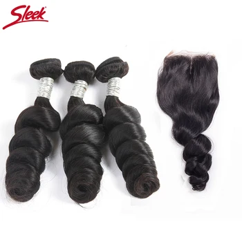 Sleek Brazilian Loose Wave Human Hair 3 Bundles With Closure Natural Color Hair Extension Free Shippig
Sleek Brazilian Loose Wave Human Hair 3 Bundles With Closure Natural Color Hair Extension Free Shippig