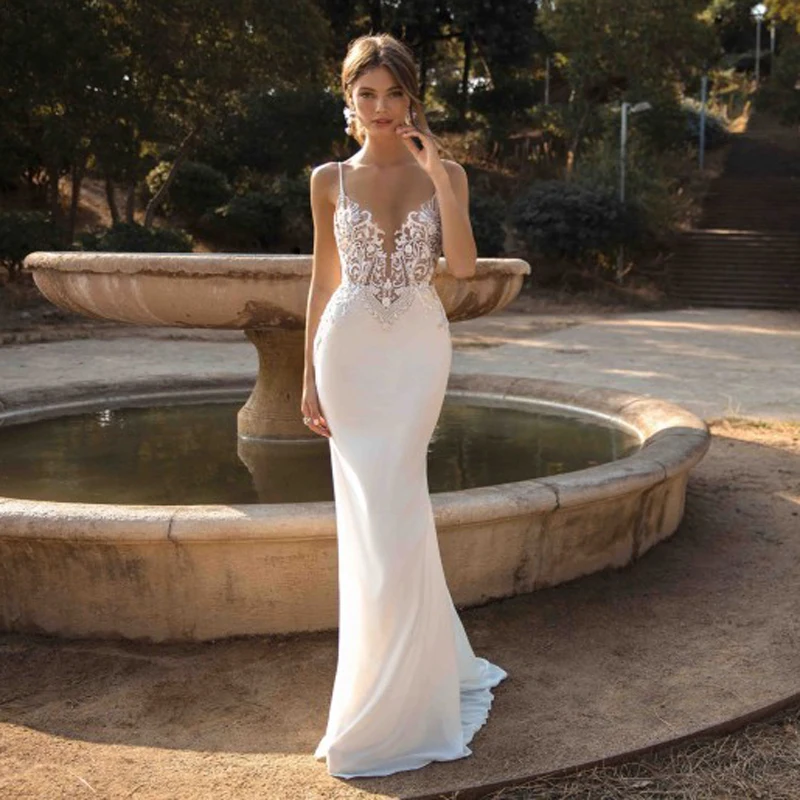 LORIE 2019 Mermaid Wedding Dresses Spaghetti Straps Appliques Lace Beach Bride Dress Sexy Back Wedding Gown
LORIE 2019 Mermaid Wedding Dresses Spaghetti Straps Appliques Lace Beach Bride Dress Sexy Back Wedding Gown