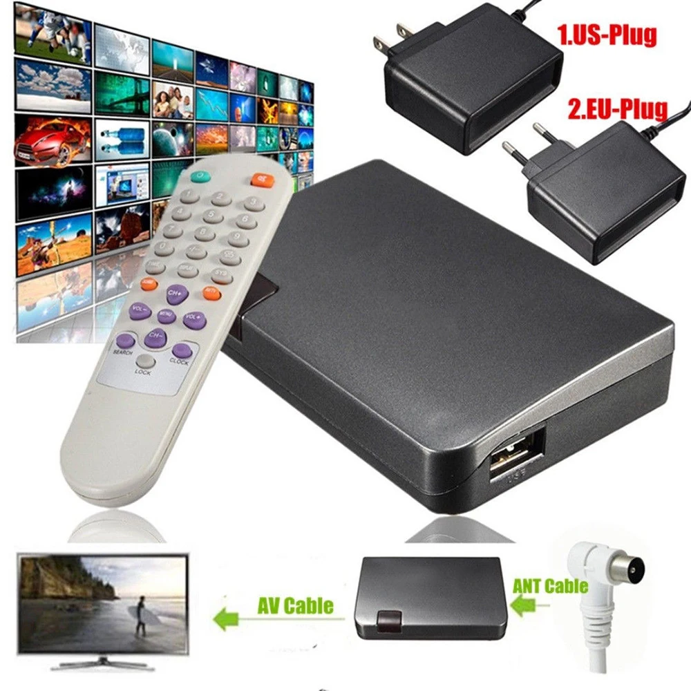 

New RF To AV Analog TV Receiver Converter Modulator Power Adapter USB with Video Cable US/EU Plug Available