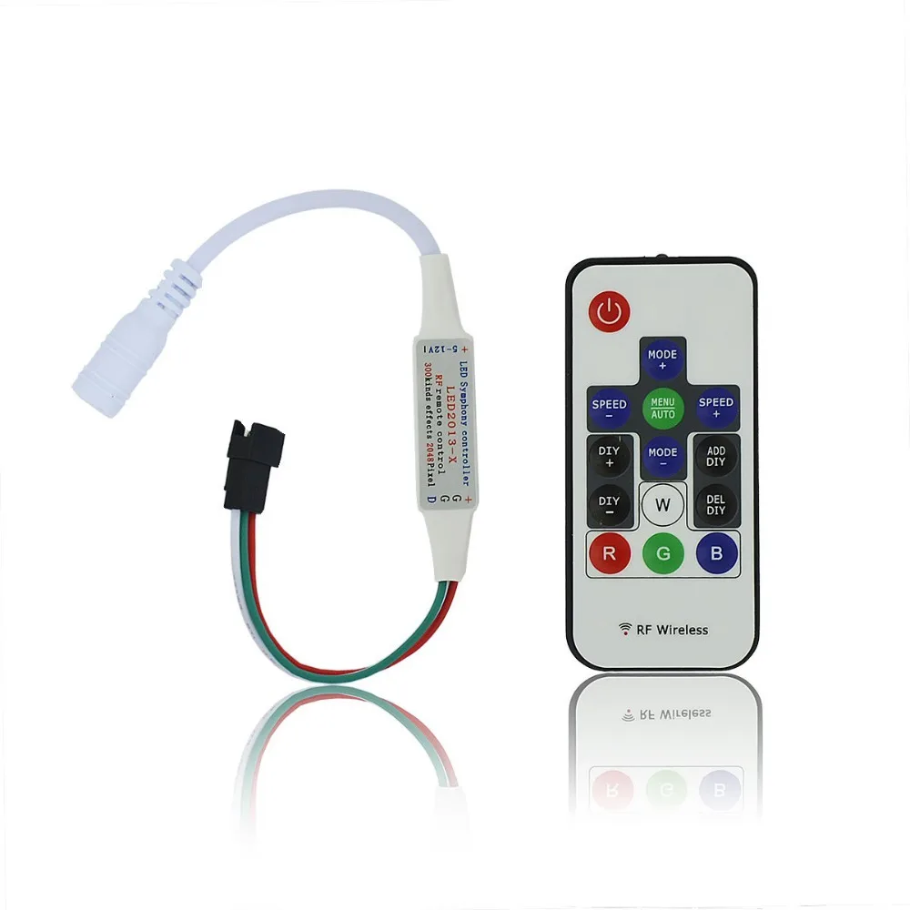DIY SK6812 RGBW LED Controller DC5-24V 300 Effects Max 2048 Pixels 14KEY RF Remote LED RGBW Mini Full Color Controller
DIY SK6812 RGBW LED Controller DC5-24V 300 Effects Max 2048 Pixels 14KEY RF Remote LED RGBW Mini Full Color Controller