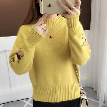 2019 Winter Pullover Sweater Women Thick Warm Long Sleeve Blue Turtleneck Sweater Female Floral Embroidery Jumper Ladies bule
2019 Winter Pullover Sweater Women Thick Warm Long Sleeve Blue Turtleneck Sweater Female Floral Embroidery Jumper Ladies bule