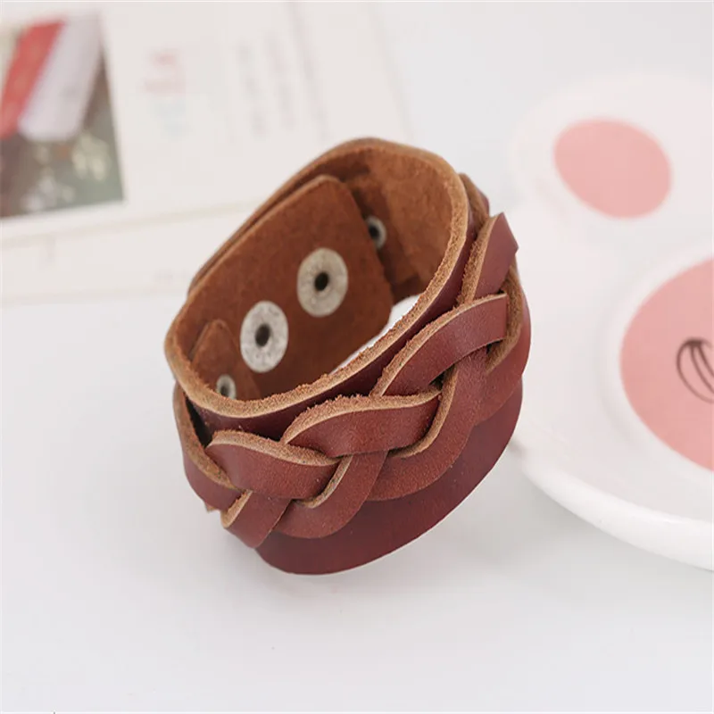 DUOYING 2019 классический мужской браслет кожаный Montre Cuir тканый широкополосный |