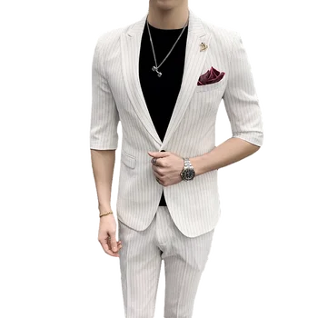 2019 summer half sleeve wedding suits for men good quality one button man stripe suit slim fit 2-piece set (Blazer + Pant) Suit
2019 summer half sleeve wedding suits for men good quality one button man stripe suit slim fit 2-piece set (Blazer + Pant) Suit