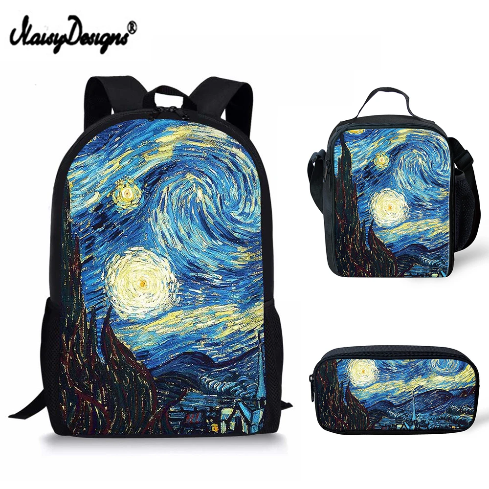3pcs Set Boys School Bags Kids Van Gogh Famous oil Painting Backpack For Teens Women Bookbag Student Girls Pencil Lunchbox 2019
3pcs Set Boys School Bags Kids Van Gogh Famous oil Painting Backpack For Teens Women Bookbag Student Girls Pencil Lunchbox 2019