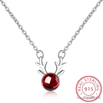 925 Sterling Silver Fine Jewelry Elk Deer Antlers Shape Necklace With Red Garnet Necklaces & Pendants For Women
925 Sterling Silver Fine Jewelry Elk Deer Antlers Shape Necklace With Red Garnet Necklaces & Pendants For Women