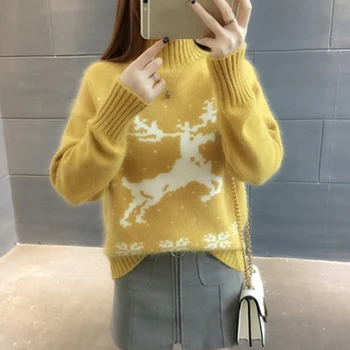 Yellow Sweater With Deer Turtleneck High Neck Cashmere Sweater Women Pull Femme Hiver Pullover 2019 Winter Warm Jumper Clothes
Yellow Sweater With Deer Turtleneck High Neck Cashmere Sweater Women Pull Femme Hiver Pullover 2019 Winter Warm Jumper Clothes