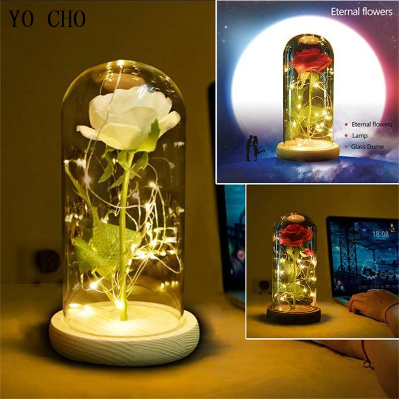 YO CHO LED Lamp Rose Flower Red Rose In Glass Flask Preserved Flower Valentine's Day Birthday Gift Artificial Flower Glass Cover
YO CHO LED Lamp Rose Flower Red Rose In Glass Flask Preserved Flower Valentine's Day Birthday Gift Artificial Flower Glass Cover
