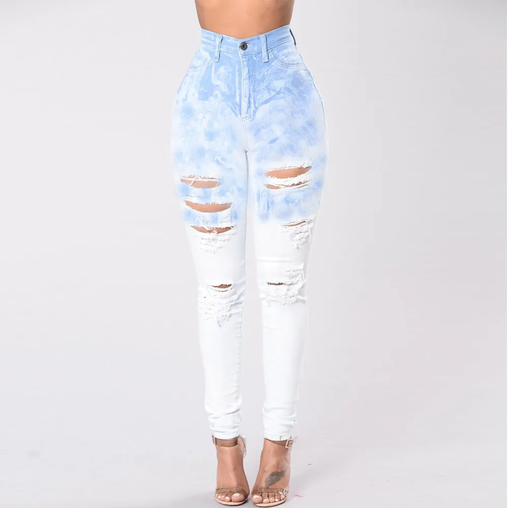 2018 Sexy Women Print Light color Ripped Slim Fit Straight Denim Jeans Vintage Style Broken Holes Skinny High Pencil Pants
2018 Sexy Women Print Light color Ripped Slim Fit Straight Denim Jeans Vintage Style Broken Holes Skinny High Pencil Pants
