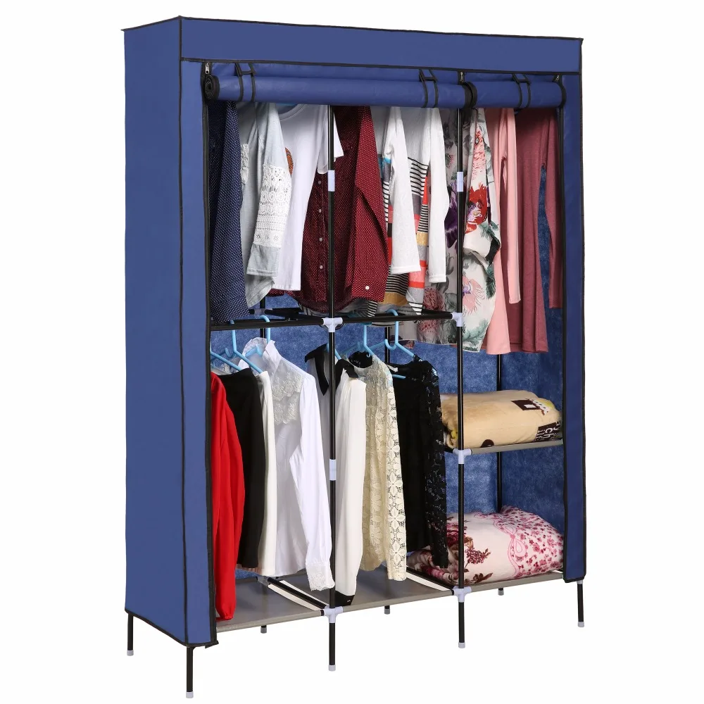 Image Nonwoven Wardrobes Portable Simple Closet Dustproof Storage Cloth Cabinet Color Shelves Hanging Shoes Clothes Organizer