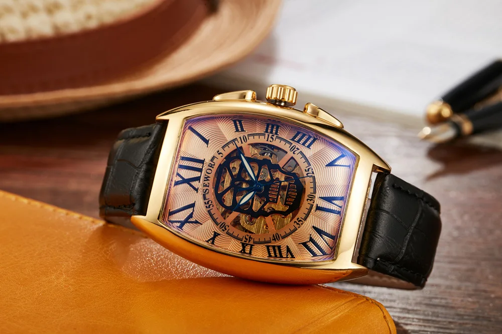 Men's wine barrel classic hollow skull fashion fully automatic mechanical watches
Men's wine barrel classic hollow skull fashion fully automatic mechanical watches