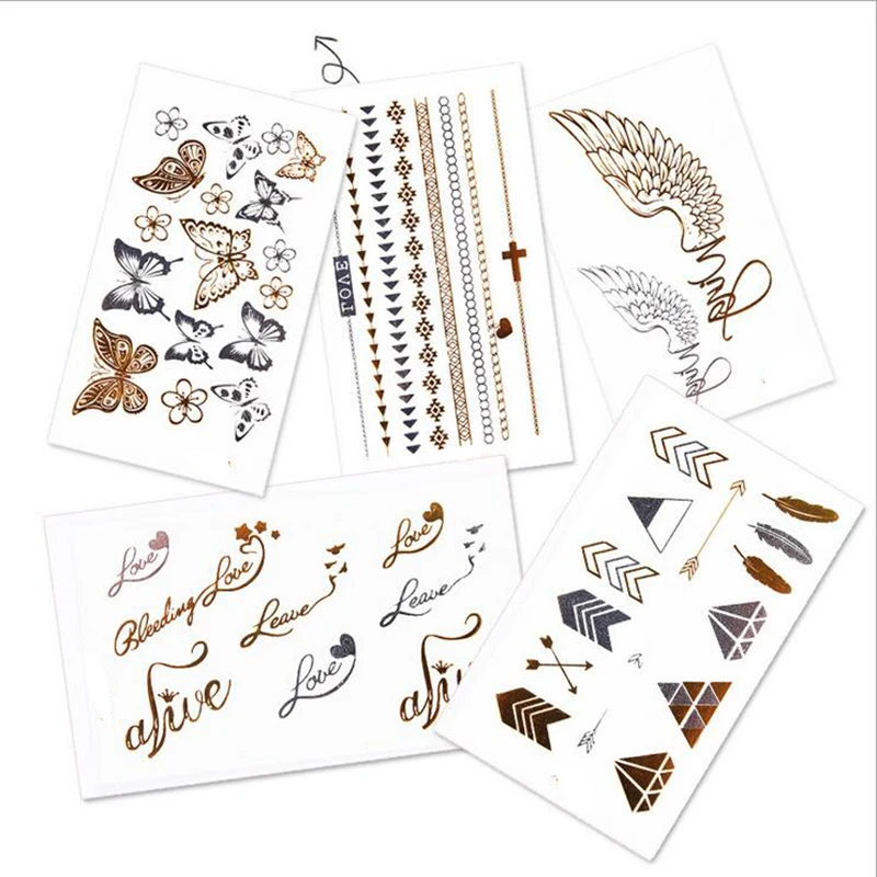 5pcs/set Women Sexy Finger Flash Wrist Fake Liberty Temporary tattoo Gold Silver Flash Tattoos Flash Metallic Design Stickers
5pcs/set Women Sexy Finger Flash Wrist Fake Liberty Temporary tattoo Gold Silver Flash Tattoos Flash Metallic Design Stickers
