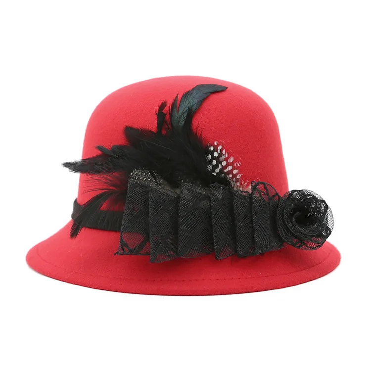 Women Ladies Girls Noble Rose Large Gauze Feather Wool jazz panama Hat Felt Bowler Bowknot Fall Winter Warm Princess Fedoras
Women Ladies Girls Noble Rose Large Gauze Feather Wool jazz panama Hat Felt Bowler Bowknot Fall Winter Warm Princess Fedoras