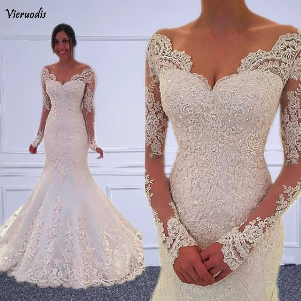Vestido de noiva Long Sleeves Mermaid Wedding Dresses Sheer Tulle Back Sexy Mermaid Wedding Gowns Robe de mariage Gelinlik
Vestido de noiva Long Sleeves Mermaid Wedding Dresses Sheer Tulle Back Sexy Mermaid Wedding Gowns Robe de mariage Gelinlik