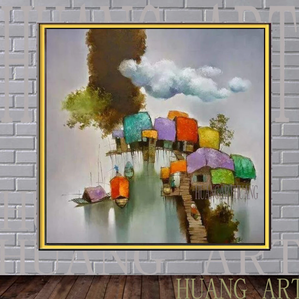 Building wooden huts small Vietnam rural scenery painting original famous artists ship view modern style home decoration and sof
Building wooden huts small Vietnam rural scenery painting original famous artists ship view modern style home decoration and sof