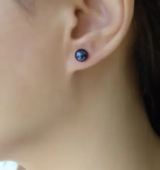 6.5-7mm Black Genuine Akoya Cultured Pearl Ear Stud Earrings 925 Sterling Silver
6.5-7mm Black Genuine Akoya Cultured Pearl Ear Stud Earrings 925 Sterling Silver