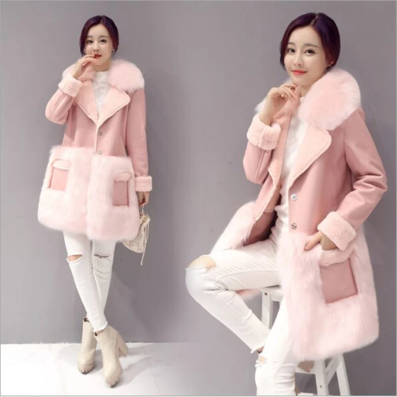 Winter New Faux Fur Coat Jackets 2019 Fashion Women Temperament Pink Overcoat Plus Size Fur PU Leather Splicing Outerwear Coats
Winter New Faux Fur Coat Jackets 2019 Fashion Women Temperament Pink Overcoat Plus Size Fur PU Leather Splicing Outerwear Coats