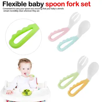 2Pcs Flexible Baby Spoon Fork Set Adjustable Children Learning Dishes Tableware Food supplement feeding tableware
2Pcs Flexible Baby Spoon Fork Set Adjustable Children Learning Dishes Tableware Food supplement feeding tableware