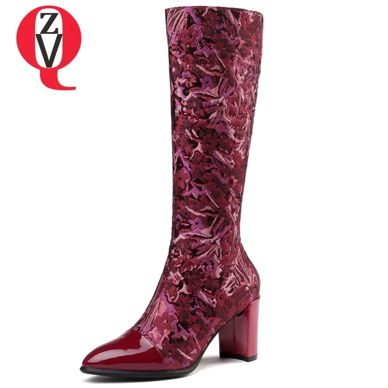 ZVQ 2018 newest fashion patent leather silk shoes women 8 cm hoof heels pointed toe zip boots women winter warm knee high boots
ZVQ 2018 newest fashion patent leather silk shoes women 8 cm hoof heels pointed toe zip boots women winter warm knee high boots