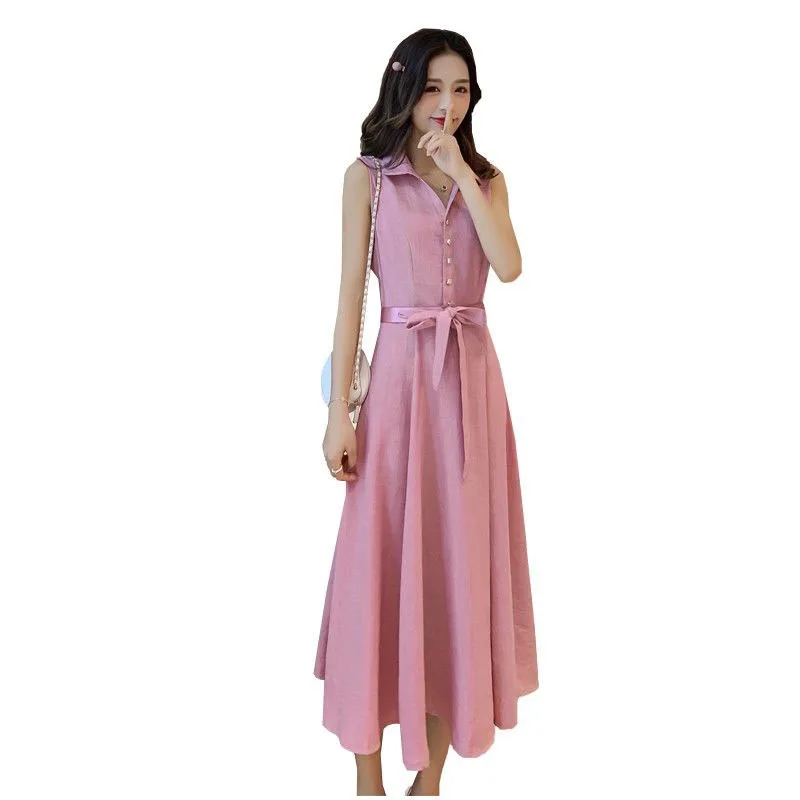 Women Spring Summer Style Sleeveless A-Line Dresses Lady Casual Turn-down Collar Mid-Calf A-Line Dress Vestidos SS100
Women Spring Summer Style Sleeveless A-Line Dresses Lady Casual Turn-down Collar Mid-Calf A-Line Dress Vestidos SS100