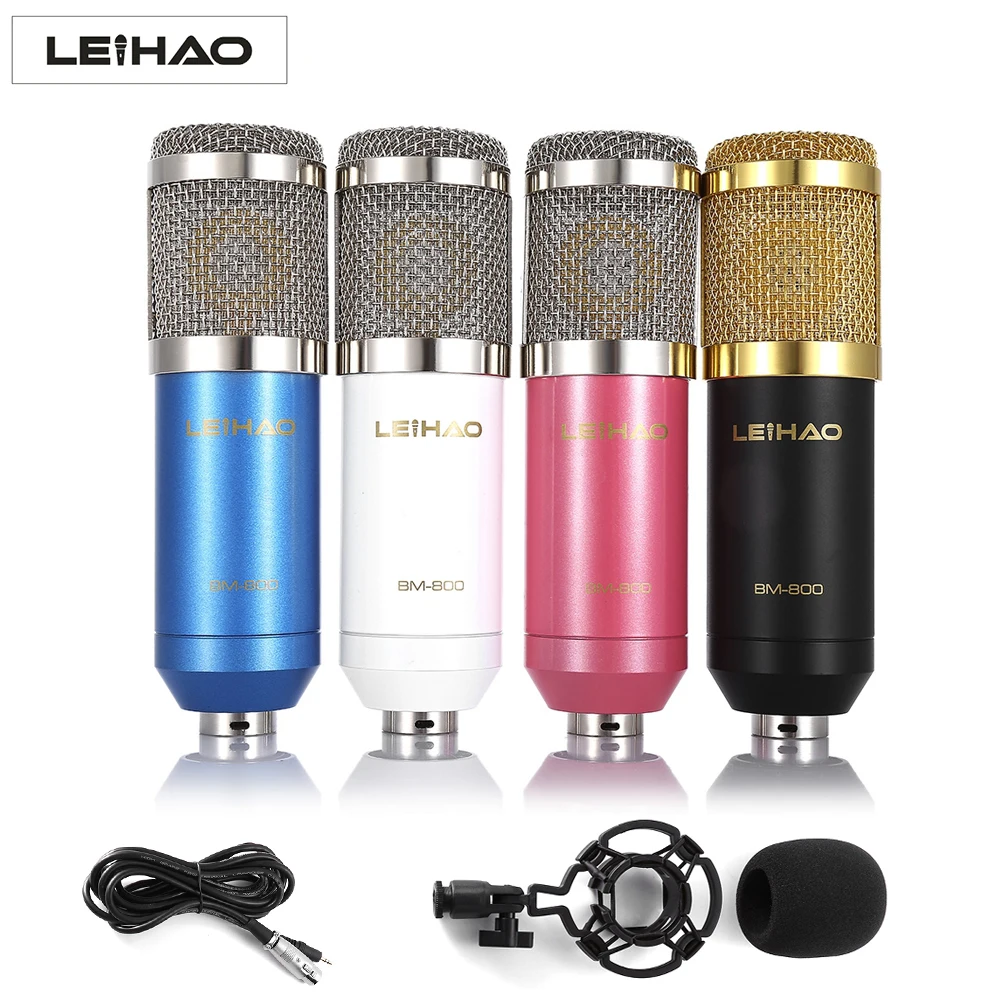 

LEIHAO BM - 800 BM800 Dynamic Condenser Wired Microphone Mic Sound Studio for Singing Recording Kit KTV Karaoke with Shock Mount