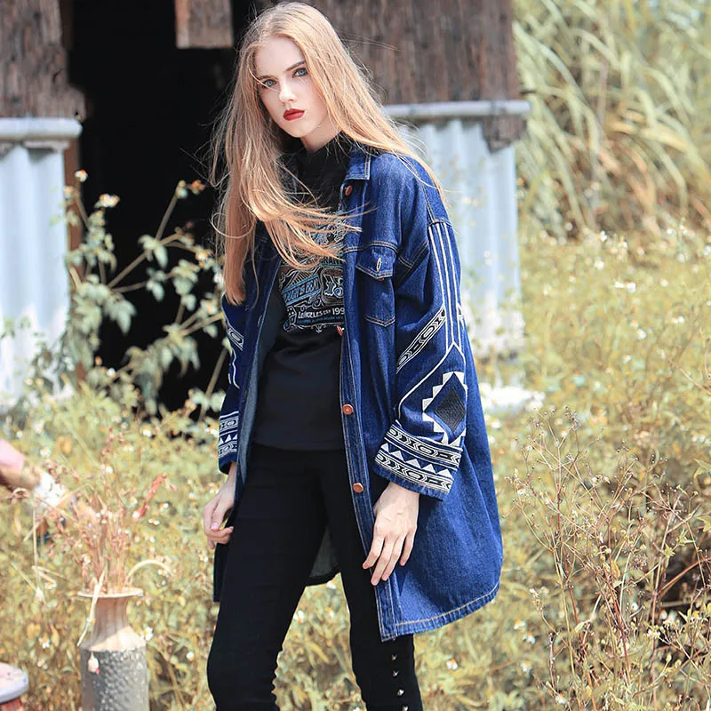 Aporia.As AutumnWinter Personality Novelty Women Cool Fashion SingleBreasted Indian Totem Embroidery Casual Loose Denim Jackets
Aporia.As AutumnWinter Personality Novelty Women Cool Fashion SingleBreasted Indian Totem Embroidery Casual Loose Denim Jackets