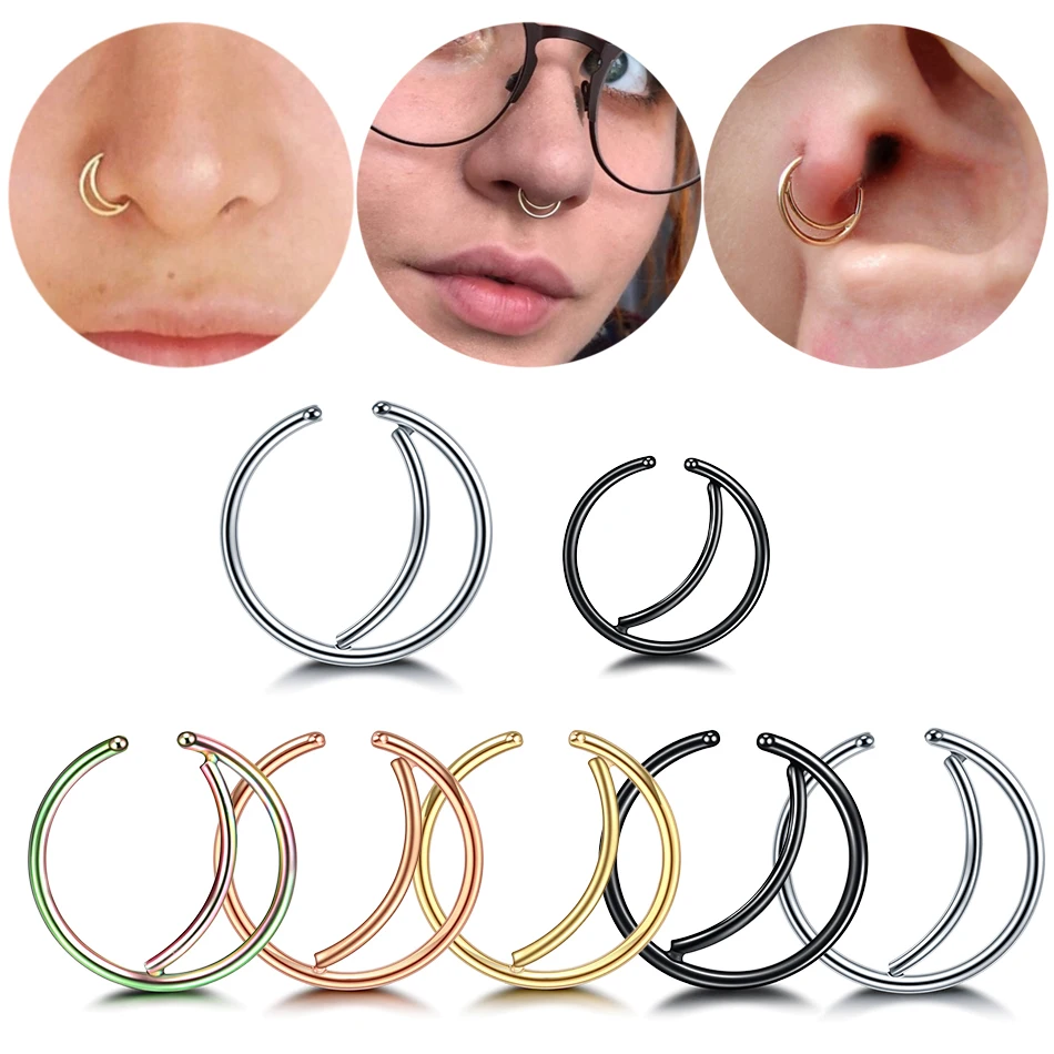 1PC Steel Moon Nose Rings Hoop 20G Fake Nose Septum Rings Piercing Ear Cartilage Tragus Helix Stud Fake Oreja Piercings Jewelry
1PC Steel Moon Nose Rings Hoop 20G Fake Nose Septum Rings Piercing Ear Cartilage Tragus Helix Stud Fake Oreja Piercings Jewelry