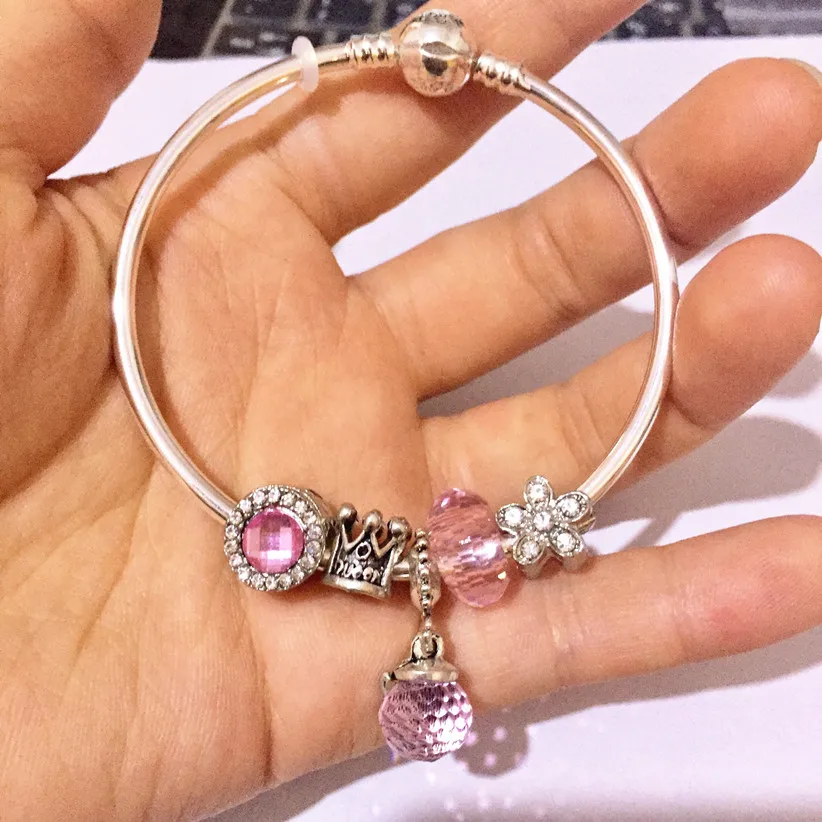 Popular European Bracelets Pink Crystal Shiny Charms Pink Green Purple Murano Glass Beads Bangles DIY Christmas Birthday Gifts
Popular European Bracelets Pink Crystal Shiny Charms Pink Green Purple Murano Glass Beads Bangles DIY Christmas Birthday Gifts