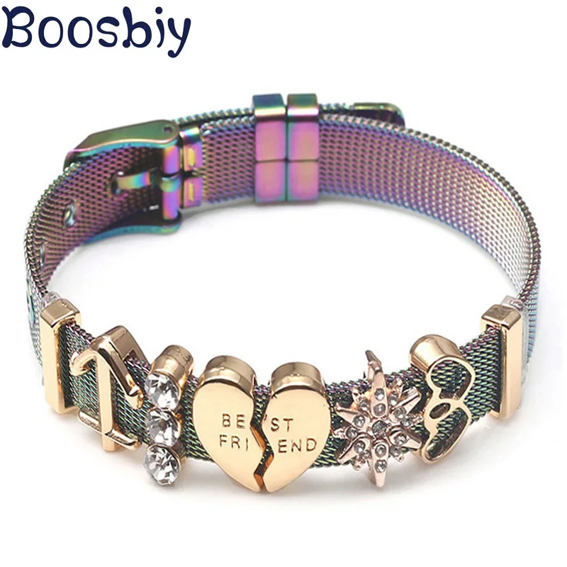 Boosbiy Dropshipping Gold Color Stainless Steel Mesh Bracelets DIY BEST FRIEND Charms Brand Bracelet for Women Jewelry Gift
Boosbiy Dropshipping Gold Color Stainless Steel Mesh Bracelets DIY BEST FRIEND Charms Brand Bracelet for Women Jewelry Gift
