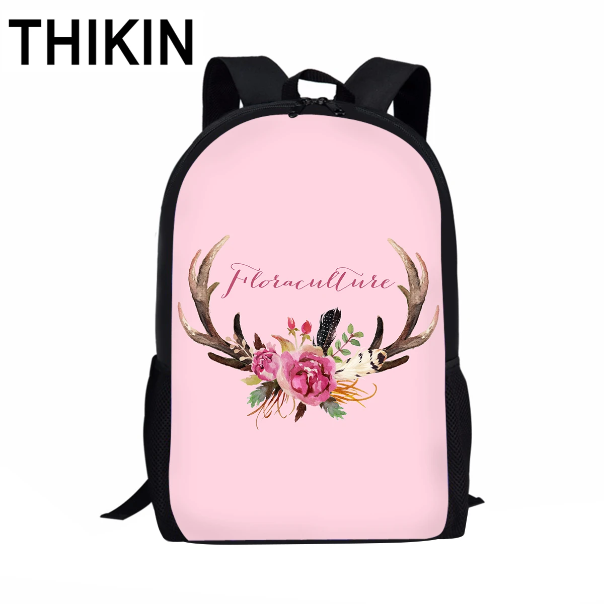 THIKIN Flower Elk Antlers Pink Print Girls School Bag Kids Backpack for Children School Book Bag Mochila Women's Casual Daypacks
THIKIN Flower Elk Antlers Pink Print Girls School Bag Kids Backpack for Children School Book Bag Mochila Women's Casual Daypacks