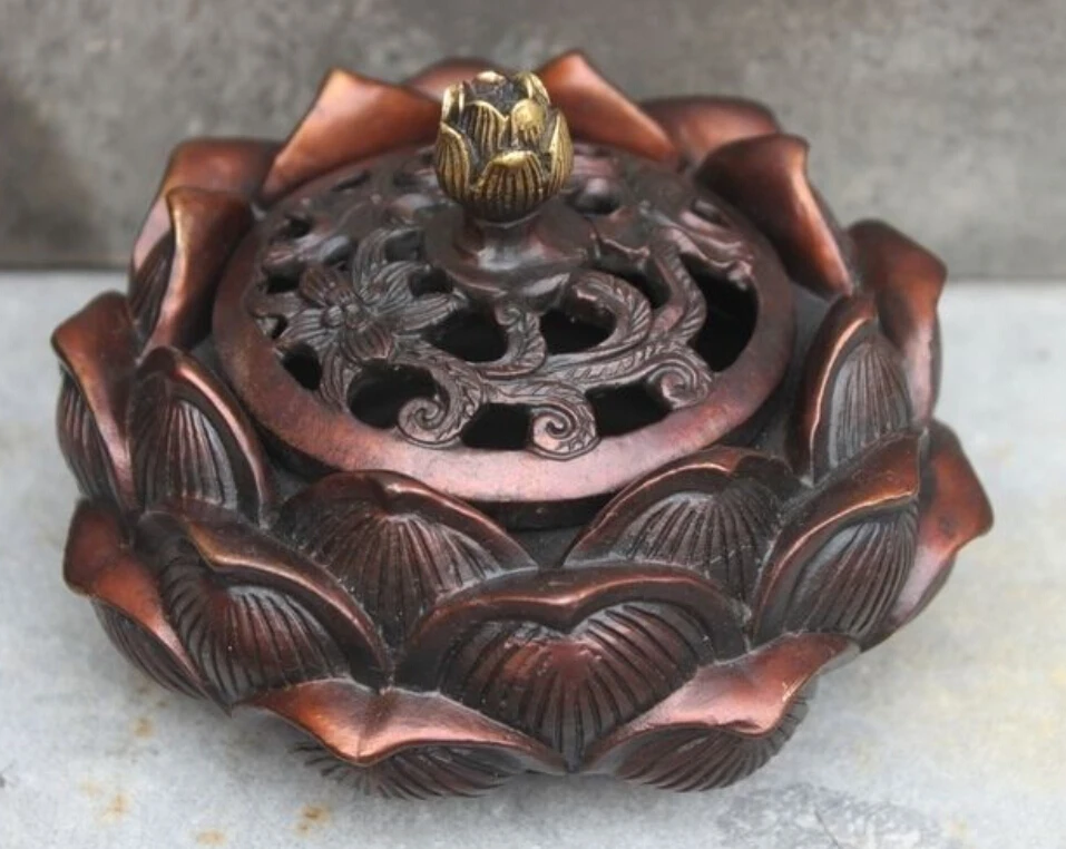 B0602 522Tibet Bronze Copper Buddha Hall lotus flower Bowl incense burner Censer statue
B0602 522Tibet Bronze Copper Buddha Hall lotus flower Bowl incense burner Censer statue