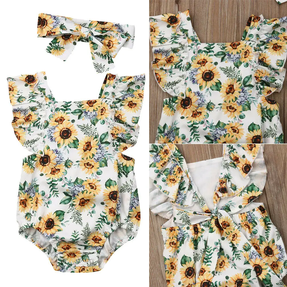 Newborn Baby Girl Summer Clothes Sunflower Print Bodysuits Jumpsuit Headband 2pcs Outfits Clothes
Newborn Baby Girl Summer Clothes Sunflower Print Bodysuits Jumpsuit Headband 2pcs Outfits Clothes