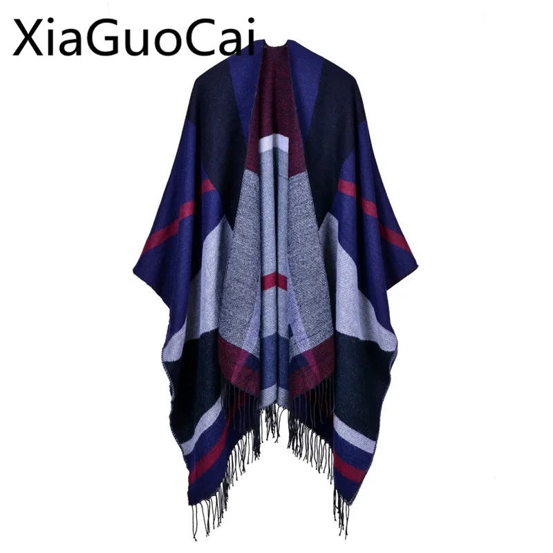 

Women's Capes & Ponchos European and American Style Fringes Like Cashmere Double-sided Shawl Cloak Quick Sale
