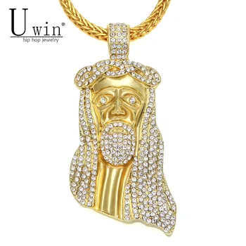 UWIN Mens Hip Hop Iced Out Golden Jesus Pendant Jewelry Bling Rhinestone Jesus Head With 30" Perfect Foxtail Chain Necklace
UWIN Mens Hip Hop Iced Out Golden Jesus Pendant Jewelry Bling Rhinestone Jesus Head With 30" Perfect Foxtail Chain Necklace