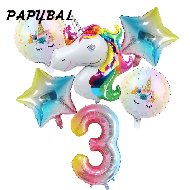 6pcs Rainbow Unicorn Balloon 32 inch Gradient Number Birthday Party Decorations Kids Unicorn Party Wedding Balloons Globos Toys
6pcs Rainbow Unicorn Balloon 32 inch Gradient Number Birthday Party Decorations Kids Unicorn Party Wedding Balloons Globos Toys