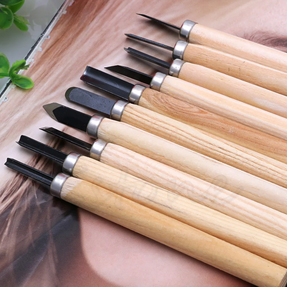 

New 10Pcs Set Hand Wood Carving Chisels Knife For Basic Woodcut Working DIY Tool G08 Great Value April 4