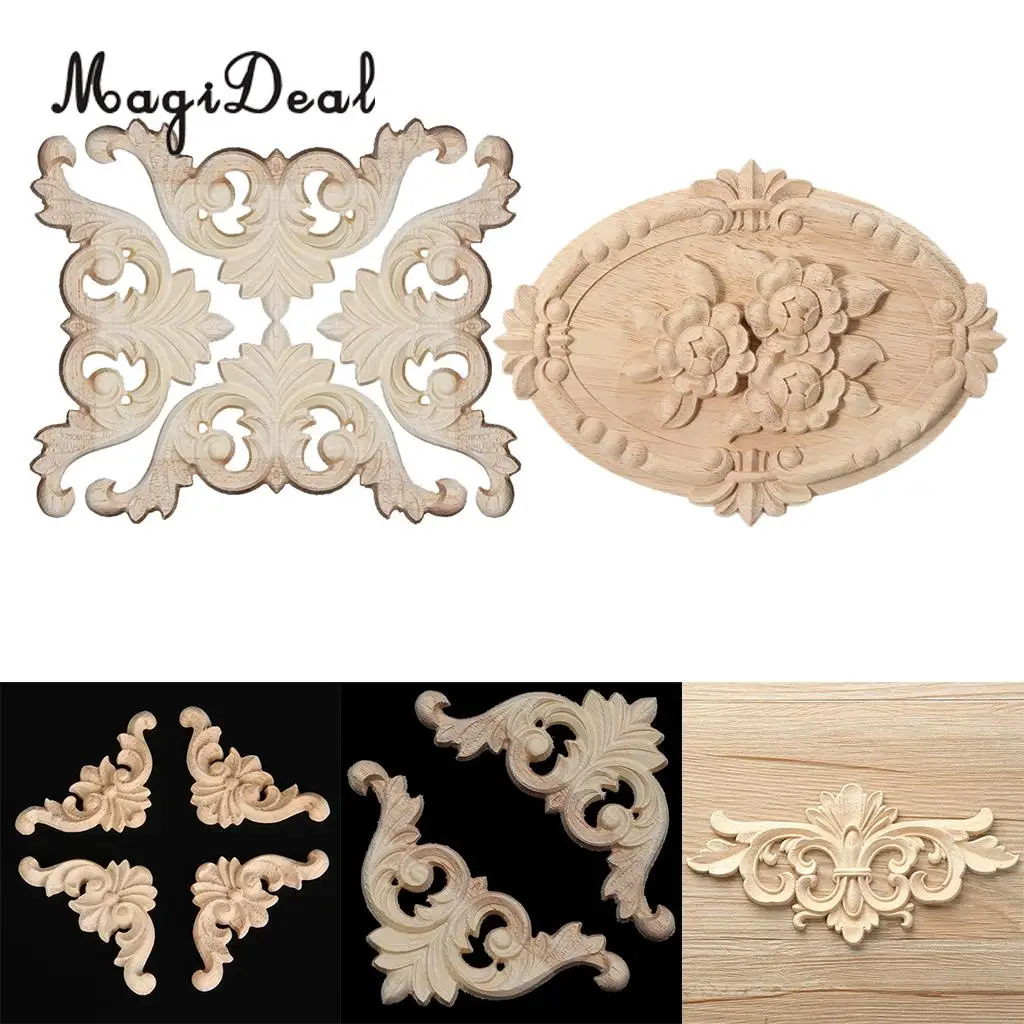 Neuf 1x Bois Sculpté Applique Cadre Onlay Meuble Non-Peinte Multi-Patterns