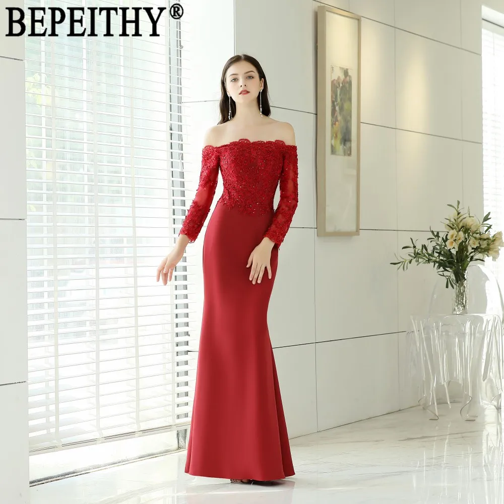 BEPEITHY Vestido De Festa New Design Boat Neck Appliques Beading Red Satin Mermaid Long Evening Dresses 2019
BEPEITHY Vestido De Festa New Design Boat Neck Appliques Beading Red Satin Mermaid Long Evening Dresses 2019